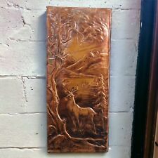 Mid 20th Century Bariloche, Argentina Deer in Forest Copper Repousse Art picture