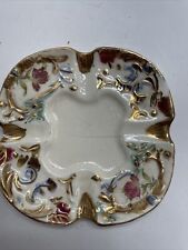 Vintage Occupied Japan Hand Painted Soap Dish Floral Design in Gold Lay picture
