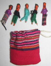 Vintage handmade South American miniature worry dolls with pouch picture