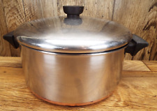 Revere Ware 4 1/2 Qt Stockpot w Lid Clinton IL Copper Bottom Vintage Pan Pot picture