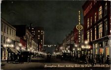 Broughton Street Looking East at Night, Savannah, Georgia - Postcard picture
