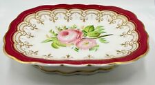 FINE c1820 ANTIQUE UNMARKED POLYCHROME PEDESTAL SERVING DISH; ROSES; 3196, 319b picture