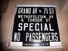 NY NYC BUS ROLL SIGN METROPOLITAN SPECIAL TONSOR GRAND AVE NO PASSENGERS QUEENS picture