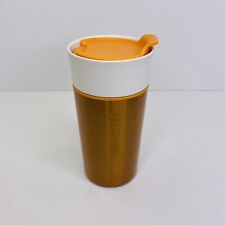 Starbucks Tumbler Stainless Steel Ceramic Travel Mug w/ Lid Gold White 12oz 2015 picture