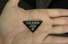 PRADA Logo Triangle Black and Silver Badge Pendant clothing emblem (With Pin) picture