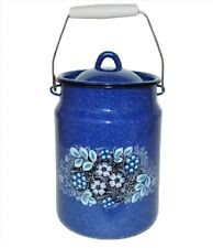 Vintage enamel can with blueberry lid for storing various foods, 3.5 liters picture