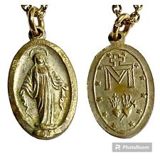 Vintage Immaculate Virgin Mary Sacred Heart Medal Necklace 18