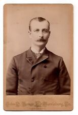 CIRCA 1870s CABINET CARD JOHN D. LEMER HANDSOME MAN WITH MUSTACHE HARRISBURG PA. picture