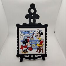 Vintage Mickey & Minnie Mouse Cast Iron Ceramic Trivet Hot Plate Disney Antique picture