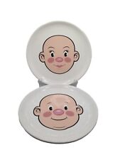 Fred Plays with His Food Plate Funny Face Design 8 1/2 Dinner Plates Set 2 picture