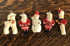 5 Vintage 1950's Christmas Wax Candle Ornaments: Santa’s Lamb Snowman & Soldier picture