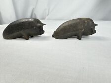 Pair Of Vintage Cast Iron Pigs - Paperweights/Figurines - 3 1/2” Long Each  picture