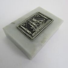 1797 US Frigate Constitution Pewter Stamp 1947  Italian Marble Paperweight S6 picture