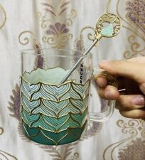 2021 Starbucks Glass Cup w/ stir rod Fish tail Gradient Scales Sakura Coffee mug picture