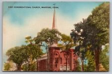 First Congregational Church. Branford Connecticut Hand Colored Postcard picture