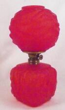 Red Satin Glass Miniature Lamp Oil Kerosene Drape Pattern Nutmeg Burner Antique picture
