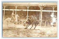 c1910's Horse Cowboy Going Down Round Up Pendleton Oregon OR RPPC Photo Postcard picture