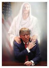 JESUS HOVERING OVER PRESIDENT DONALD TRUMP HANDS ON SHOULDERS 5X7 PHOTO picture
