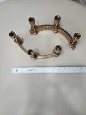 MCM Dirilyte Brass Curved 6 Candlestick Ring Holder Grannycore Centerpiece Heavy picture