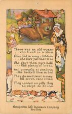 Vintage Advertising Art Postcard Nursery Rhyme Old Woman Lived in Shoe, Met Life picture