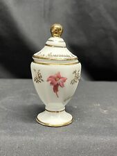 Small Vintage FM Limoges White Ceramic Urn Floral Design Gold Edging Pre Owned. picture