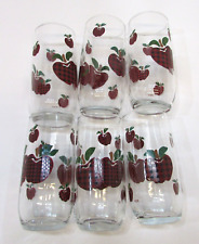 Set Six Vintage IDI Anchor Hocking Red Plaid Apple Pattern Glasses Tumblers picture