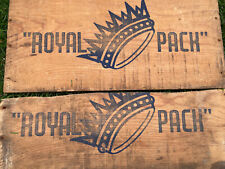 Vintage Royal Pack Crown Logo Emblem Wooden Fruit Crate Advertising Pieces picture