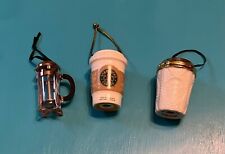 Starbucks Coffee Ceramic Holiday Christmas Ornament 3 Piece Lot picture