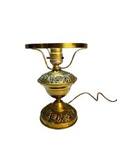 9” Vtg 1930’s  brass oil lamp Ornate Victorian Design Electric Royal Plug Works picture