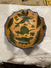 Vintage Mexican Pottery 12” Centerpiece Bowl Leaf Themed..hand made..southwest picture