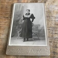 Vintage Rare 1890's Cabinet Card Portrait Victorian Woman Black Dress Wisconsin picture