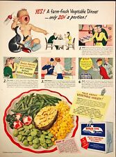 1943 Birds Eye Frozen Vegetables Baby and Cat Crying Vintage Print Ad picture