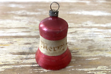 Antique vintage mercury blown glass Merry Christmas ornament bell with clapper picture