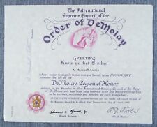 Order of DeMolay Honorary Life Member Legion of Honor Certificate 1986 Vintage picture
