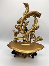 VTG Rococo Gold Shelf Gilt Resin Scroll Wall Sconce 15” Multi Prod MCM Hollywood picture