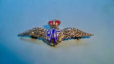Vintage WWII RAF Royal Air Force Pilot Wings Sterling Silver Marcasite Enamel picture