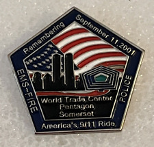 911 World Trade Center Pentagon Twin Towers New York City NYPD Fire Lapel Pin picture