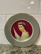 Queen Elizabeth Commemorative Plate 1950s 22K Glamour American Limoges China Co. picture
