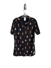 Disney Parks Star Wars Black Button Down Camp Shirt Chewbecca C3P0 R2-D2 Small picture