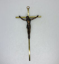 Vintage 1970s Solid Brass Crucifix Cross “INRI” 10” Wall Hanging Art Decor 3 picture