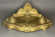 Antique French Louis XVI Style Victorian Gilt Bronze Double Inkwell picture