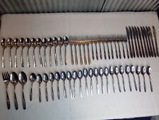 Vintag/  MCM. 50 Piece Oneida Stainless Flatware Set.. With Rose picture
