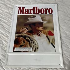 Vintage 1980’s MARLBORO COWBOY WESTERN CIGARETTE Metal Ad Sign 34x23” picture