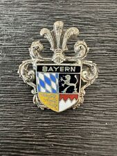 Vintage Travel Shield Bayern Coat Of Arms Crest Small  Pin Brooch Silver Tone picture
