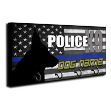 Personalize Police Canine K9 Dog Name Thin Blue Line Flag Leash & Key Hanger picture