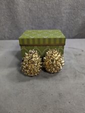 Lot of 2 Retired Dept 56 Gold Tone Heavy Pinecone Paperweight Or Shelf Decor picture