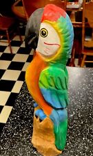 Vtg. Wooden Hand-Carved Hand-Painted Parrot Folk Art Parrot Head picture