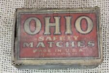 Old Ohio Safety Match Box Advertising Solid Wood Early Rare Vintage 1890’s picture