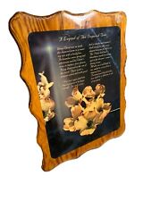 Vintage 70s Legend Dogwood Tree Wooden Plaque Wall Hanging Decor Christian Jesus picture