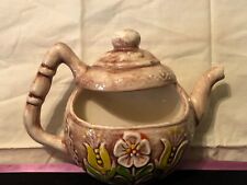 vintage ceramic teapot wall pocket Farm house wall decor Signed     u picture